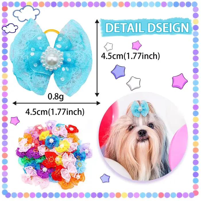 100 pièces en vrac accessoires de cheveux de chien de compagnie arcs de cheveux de chien avec dioman