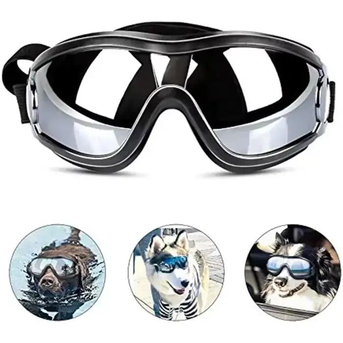 Lunettes de soleil avec sangle réglable pour chiens moyens et grands, lunettes de voyage, lunettes d