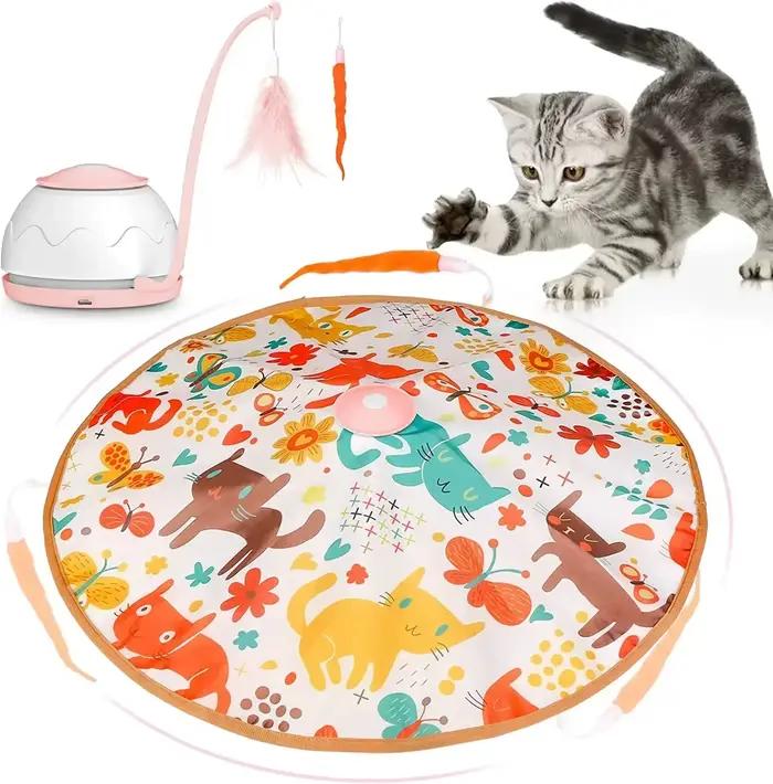Jouet Électrique Interactif pour Chat ATUBAN, Rechargeable USB, Rotation à 360°, Puzzle Intelligent,