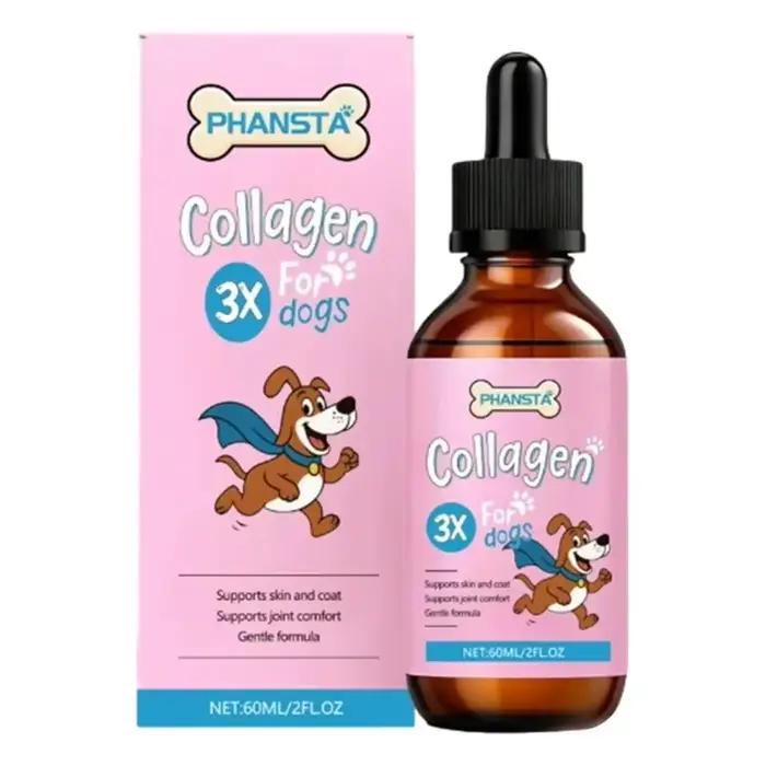 Nourriture essentielle à base de collagène pour chiens, combinée avec des gouttes de suppléments nut