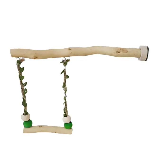 Poteau de support de perroquet en bois, jouet pivotant à Double couche pour oiseau, peau de tigre, g