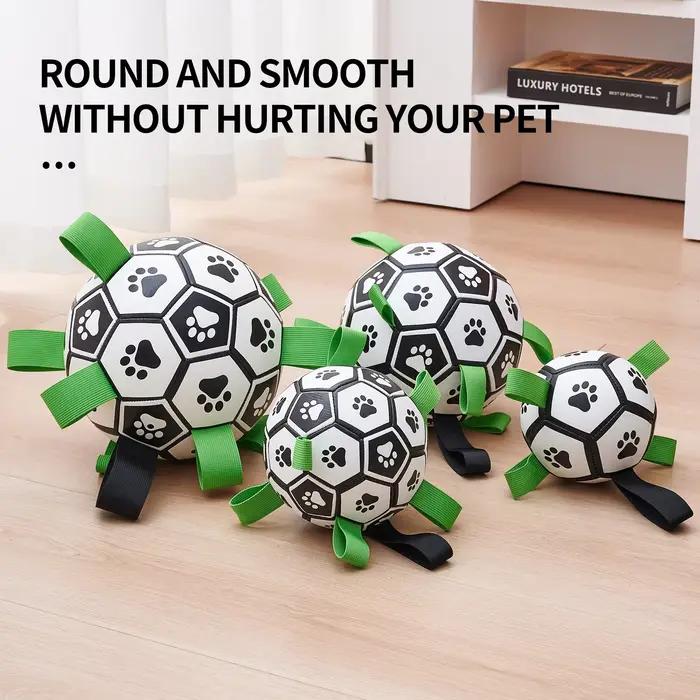 Jouets pour chiens ballon de football avec sangles jouet interactif pour chien pour remorqueur de gu