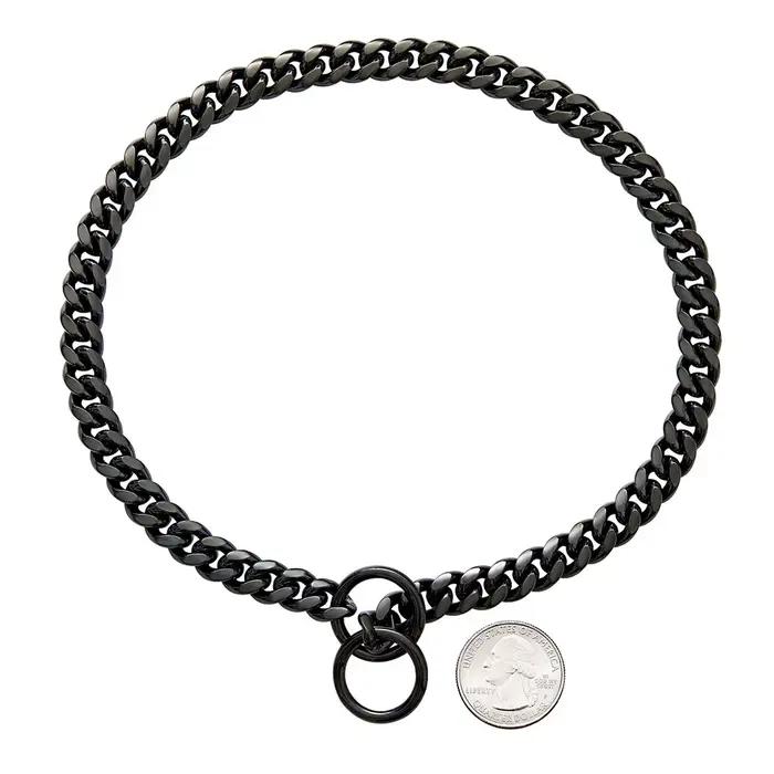 Collier de chaîne pour chien noir or 10MM lien cubain collier pour chien en acier inoxydable collier