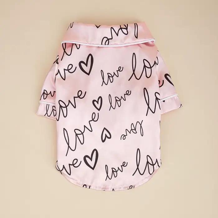 Chemise à motif de cœur pour chien, pyjama doux et confortable, vêtements pour animaux de compagnie