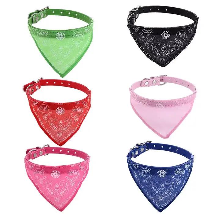 Écharpe de cou réglable en cuir pour animal de compagnie, collier bandana, accessoires pour chiot et
