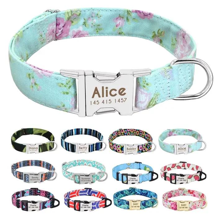 Accessoires personnalisés pour chiens, collier en Nylon imprimé pour chiots de compagnie, colliers d