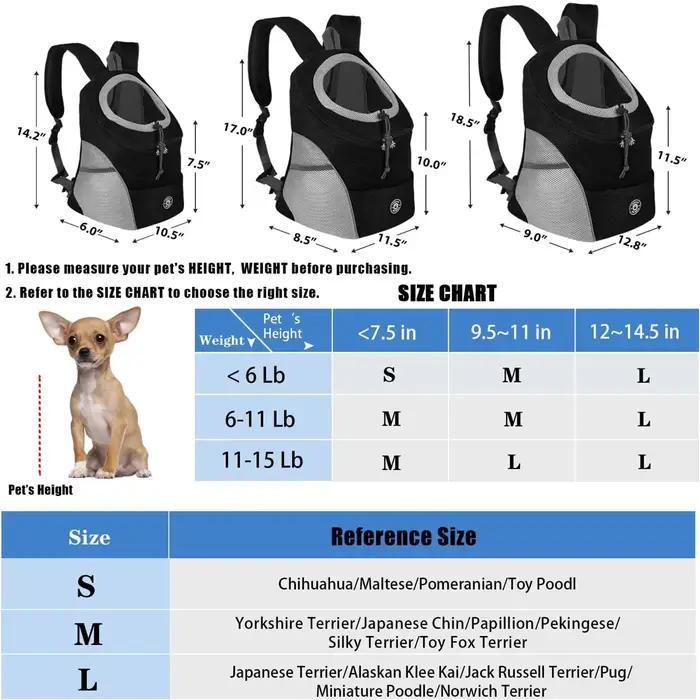 Sacs à dos de transport d'épaule pour chien sac à dos avant confortable pour chien sacs de transport