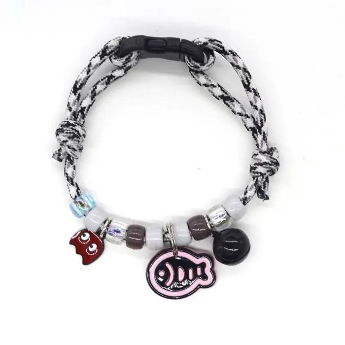 Mignon animal de compagnie coloré avec cloches réglable chat chiot collier tressé chat cou chaîne ch