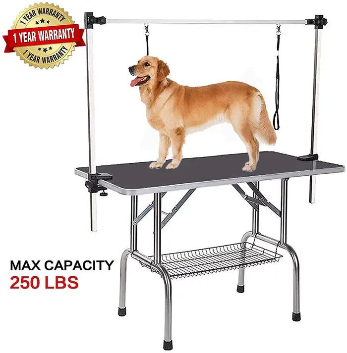 Table de toilettage professionnelle pour animaux de compagnie, 46 pouces, grande, réglable, portable