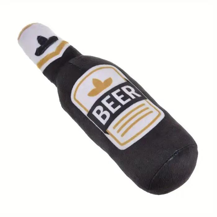 Jouet pour chien réaliste en forme de bouteille de bière, qui couine. Jouet interactif, résistant au