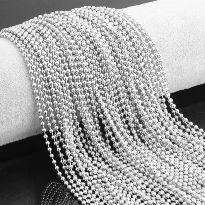 Collier personnalisé en acier inoxydable, 100 pièces, 60cm, 2.4mm, chaîne à billes, résultats de bij