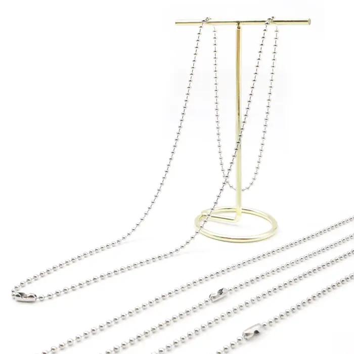 Collier personnalisé en acier inoxydable, 100 pièces, 60cm, 2.4mm, chaîne à billes, résultats de bij