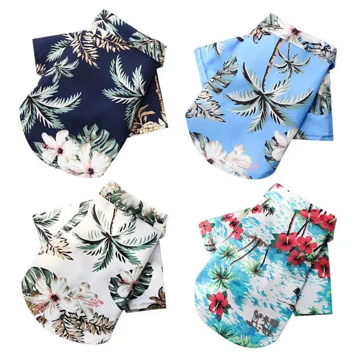 Vêtements d'été pour chiens, cocotier, ananas, fleur, imprimé chien et chat, chemise à manches court