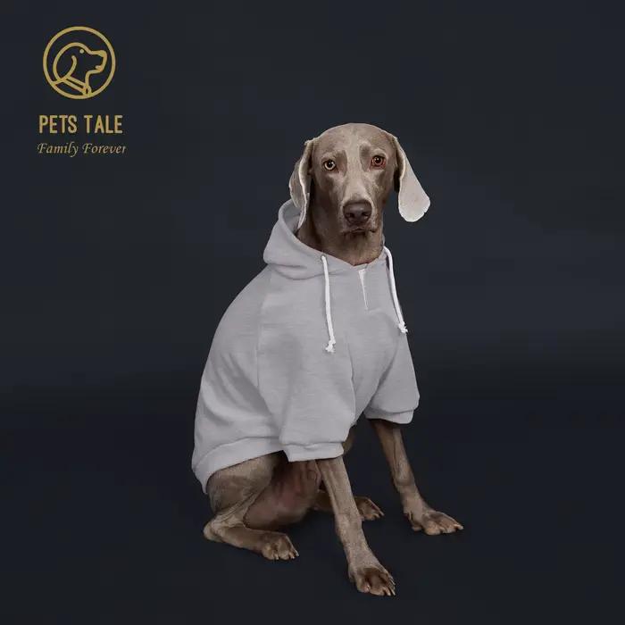 Sweat à capuche pour chien de couleur unie avec poche, patch en cuir, collier à fermeture à crochet