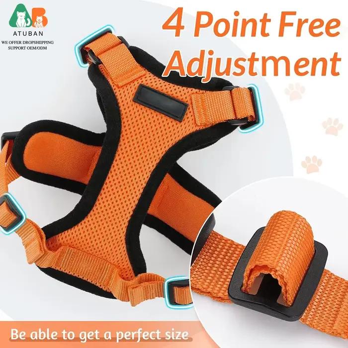 ATUBAN harnais et laisse pour chat pour la marche, harnais de gilet doux et réglable anti-fuite pour