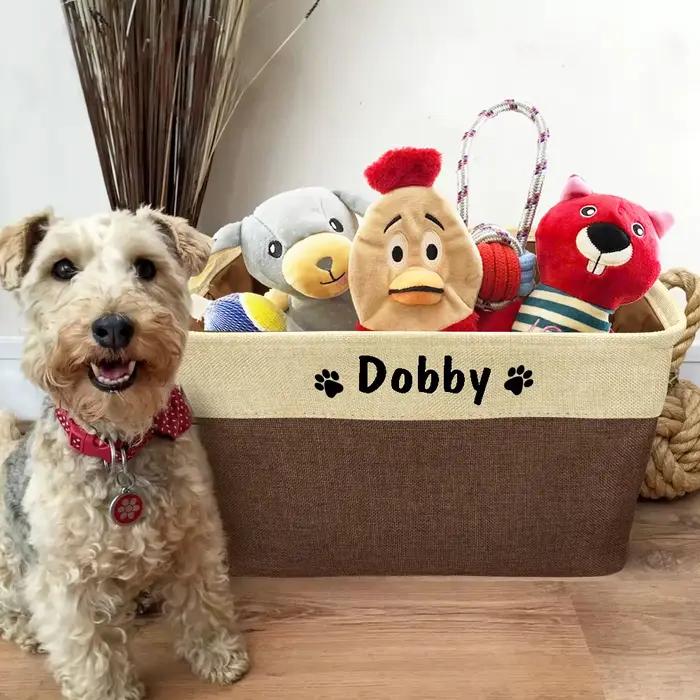 Panier à jouets personnalisé pour chien, boîte de rangement pour animaux de compagnie, impression gr