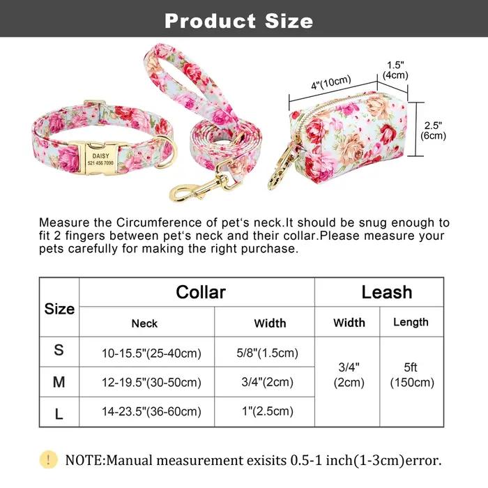 Ensemble de collier et laisse de chien en nylon à imprimé floral, colliers personnalisés pour animau