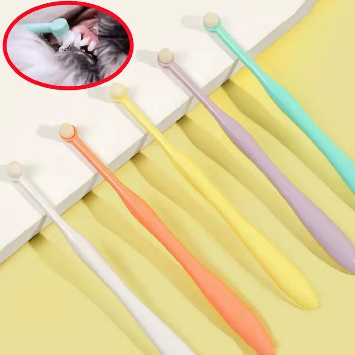 Brosse à dents pour animaux de compagnie, mini tête, livres de dents, poils confortables, soins bucc