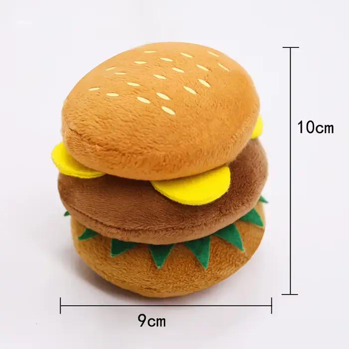 Jouet en peluche amusant pour chien, frites, hamburger, couinement coule, morsure à mâcher, fournitu