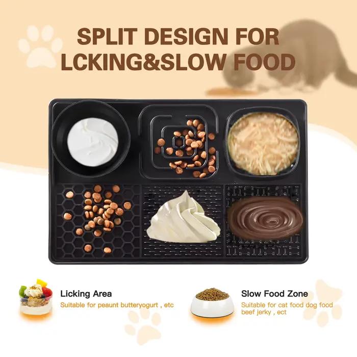 Tapis à lécher en silicone pour chien, mangeoire lente avec ventouse pour nourriture et eau sans BPA