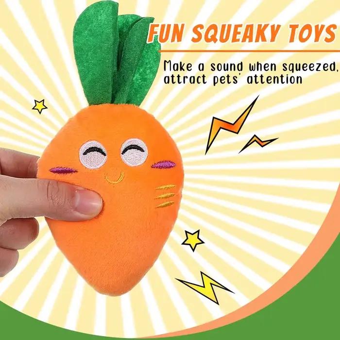 Jouets à mâcher en peluche pour chiens, carotte grinçante, peluche douce, fournitures interactives p