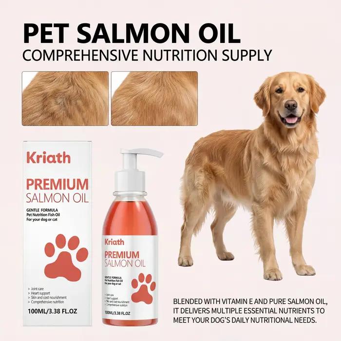 Huile de saumon pure 100 ml pour chiens et chats, acides gras oméga 3 liquides, complément pour la p