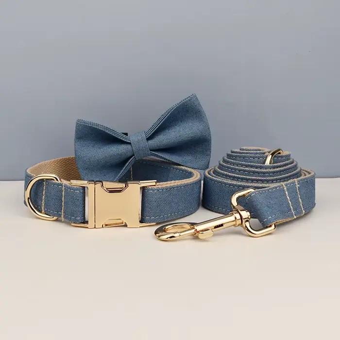 Accessoires pour animaux de compagnie de haute qualité, collier pour chien en denim personnalisé, la