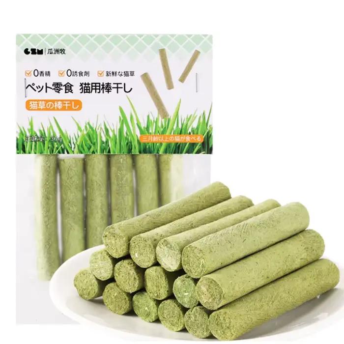 60 bâtons de meulage des dents d'herbe de chat, collations pour animaux de compagnie, élimination de