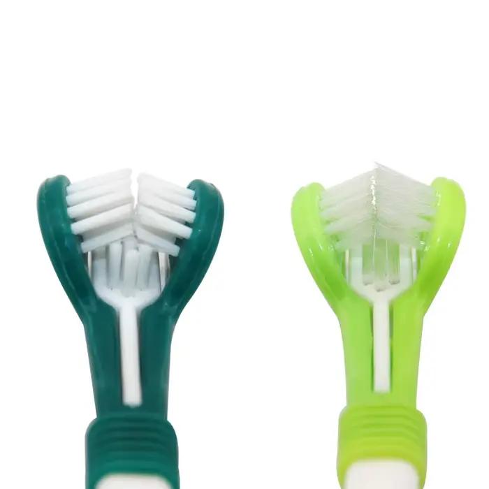 Brosse à dents à trois têtes pour animaux de compagnie, multi-angle, nettoyage, ajout de la mauvaise