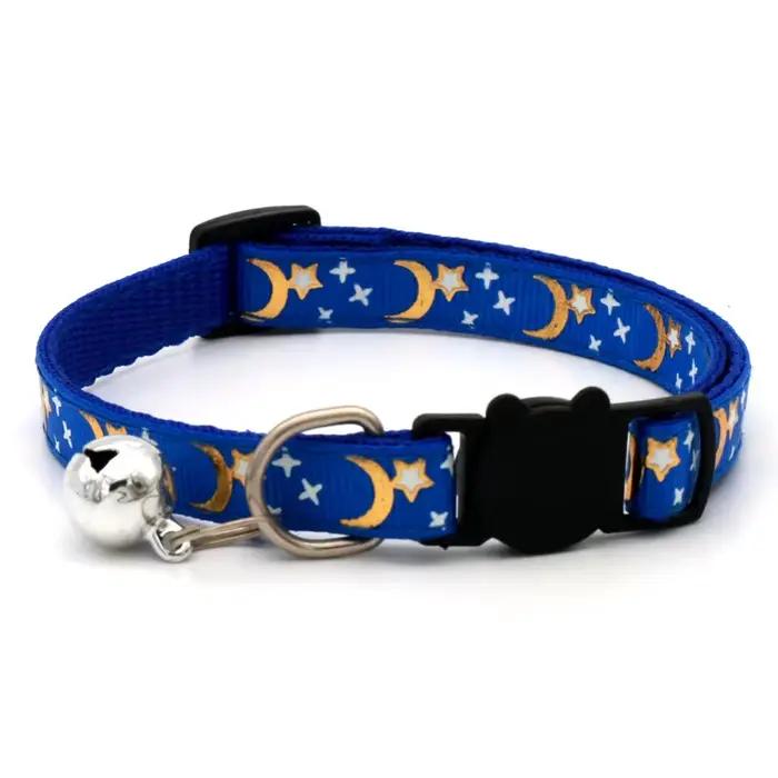 Collier de chat avec cloche dessin animé étoile lune chien chiot chaton collier réglable cloche de s