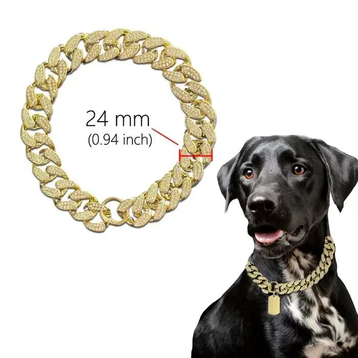 Collier de chien en plastique strass, chaîne dorée de luxe pour bouledogue français, collier d'ornem
