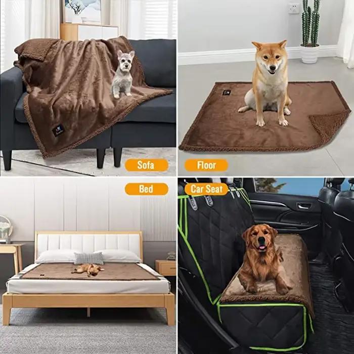 Couverture de lit en peluche imperméable pour animaux de compagnie, douce, floue, confortable, luxe,