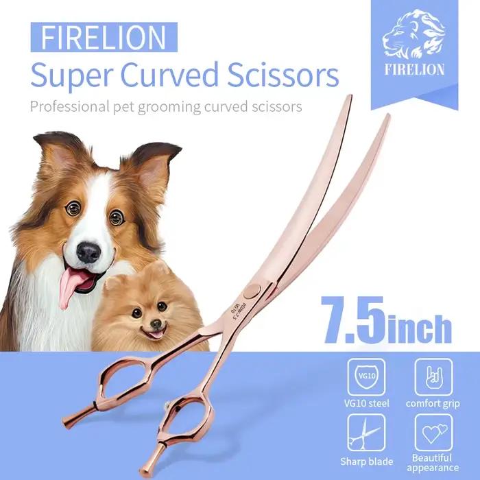 FIRELION professionnel VG10 6.5/7.0/7.5 pouces chien toilettage courbe coupe ciseaux Animal or anima