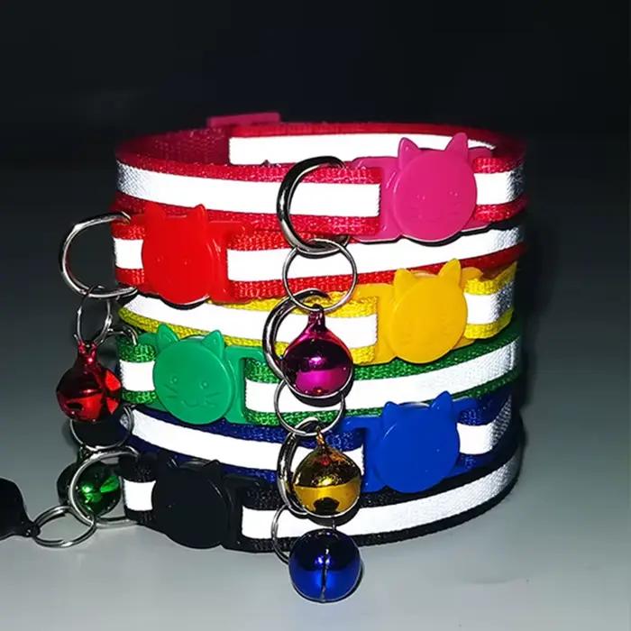 Collier réfléchissant réglable et personnalisé pour chat, accessoire de sécurité en nylon pour l'ide