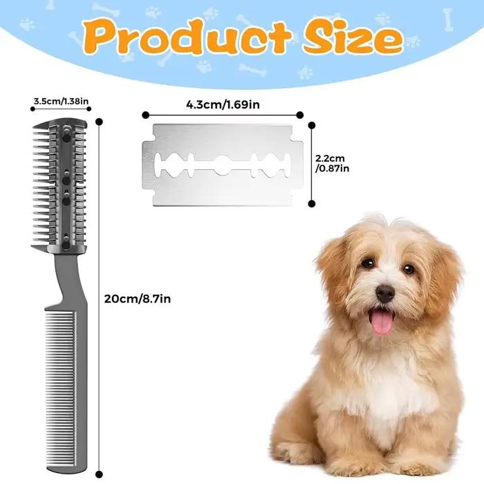 Peigne de rasoir pour chiens et chats avec 1 lame supplémentaire, peigne de rasoir pour animaux de c
