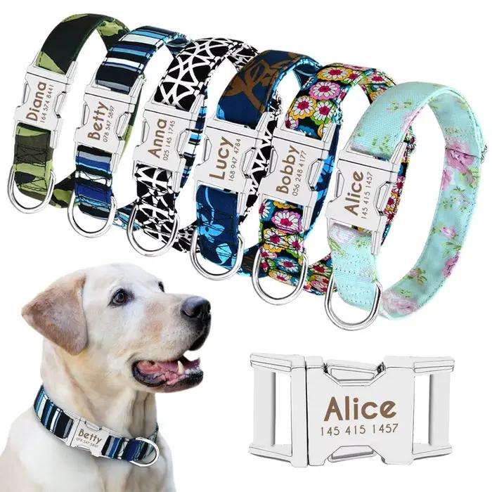 Accessoires personnalisés pour chiens, collier en Nylon imprimé pour chiots de compagnie, colliers d