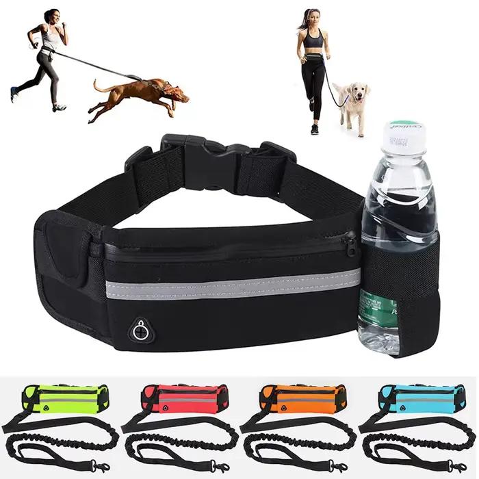 Laisse pour chien mains libres pour la course à pied laisse réfléchissante avec sac de taille ceintu