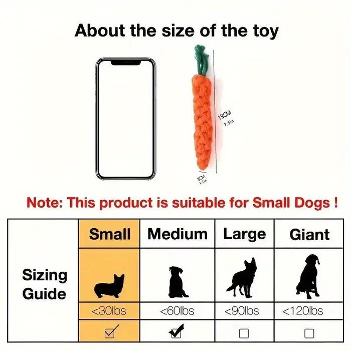 Jouet à nœud pour animaux de compagnie, 1 pièce, en forme de carotte pour chien et chat, jouets à mâ