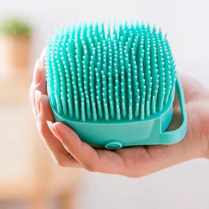 Brosse de bain en silicone souple pour animaux de compagnie, masseur, gel douche, outils de nettoyag