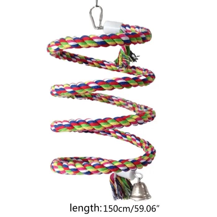 Balançoire à oiseaux en corde coton, perchoir pour Cage suspendue, jouet élastique en spirale pour p
