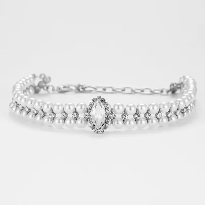 Collier de chien en strass Collier de chat en perles de créateur de luxe Sangle de cou réglable Coll