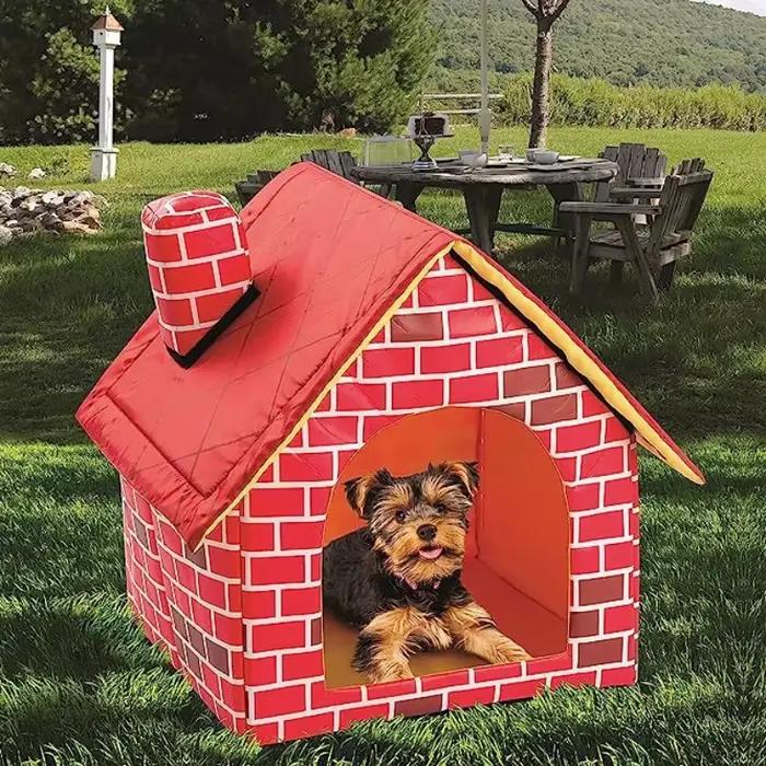 Chenil pliable petit chien chat chenil chaud et confortable Portable brique mur Style animal de comp
