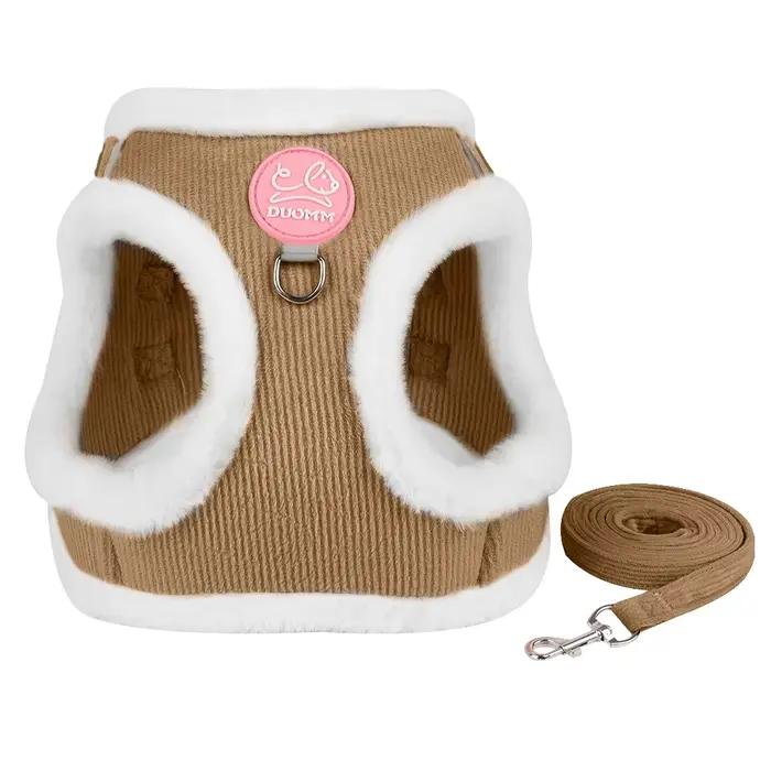 Harnais chaud pour chien Chihuahua, avec fourrure, ensemble harnais et laisse pour animaux de compag