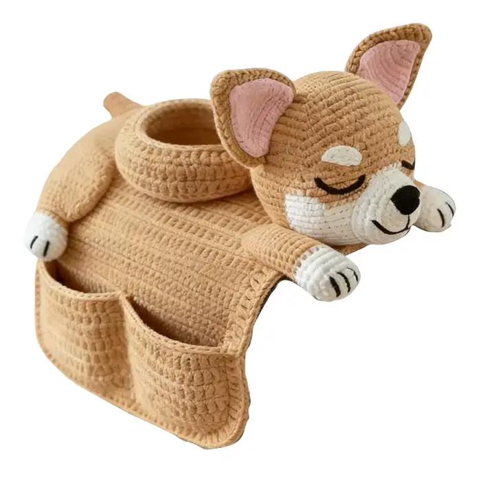 Sac de rangement pour canapé en crochet pour chien, décoration de rangement pour accoudoir de canapé