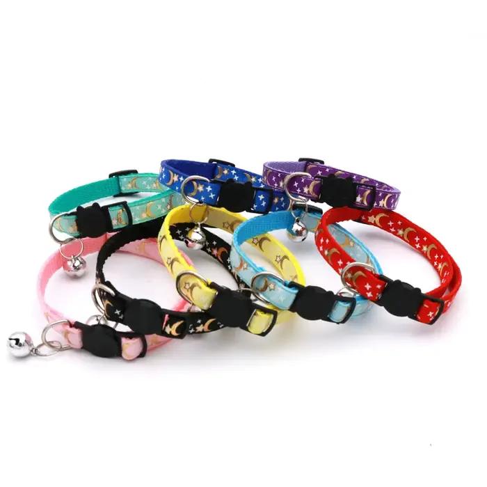 Collier de chat avec cloche dessin animé étoile lune chien chiot chaton collier réglable cloche de s
