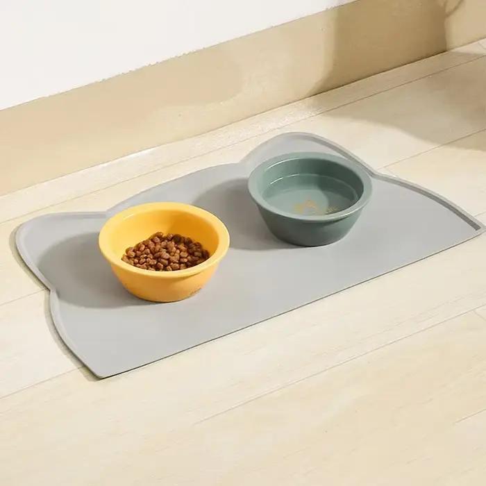 Tapis en silicone de qualité alimentaire pour chat, tapis antidérapant imperméable et anti-fuite pou