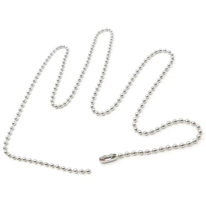 Collier personnalisé en acier inoxydable, 100 pièces, 60cm, 2.4mm, chaîne à billes, résultats de bij