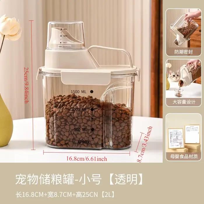 Boîte de rangement pour friandises pour chien, seau de conservation scellé pour aliments pour chat,