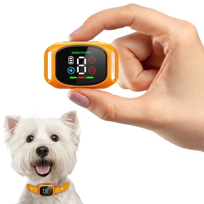 Collier de Dressage Anti Aboiement Sans Choc pour Chien Petit et Moyen 4 Modes 8 Niveaux Sensibilité