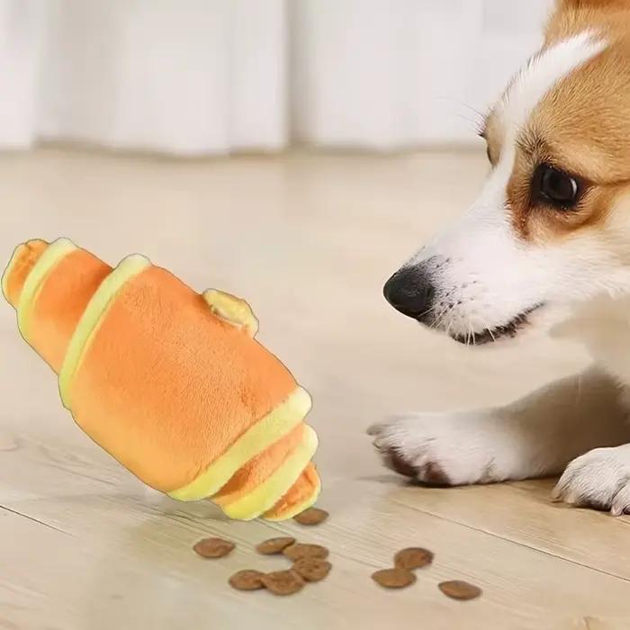 Jouet pour chien en forme de croissant en peluche pour chiens de petite à moyenne taille, jeu amusan